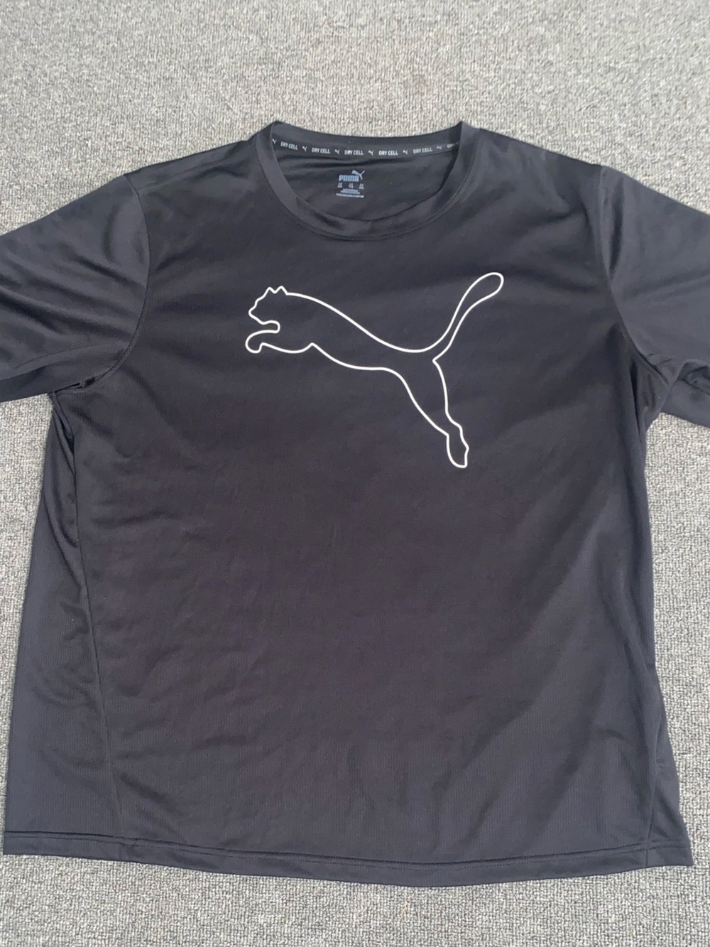 Puma Black Short Sleeve Tee with White Outline Cat Logo